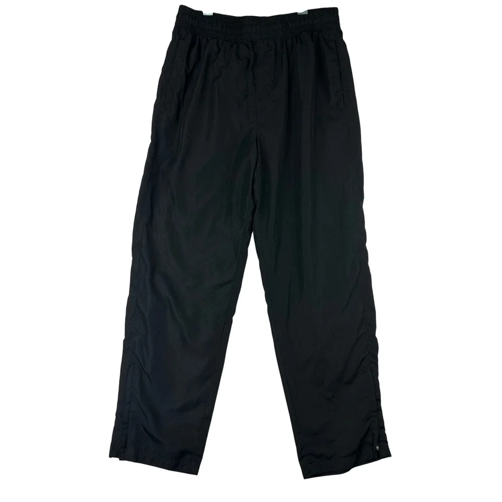 Athletic Works Track Pants Mens M Regular Black Windbreaker Ankle Zip Polyester‎